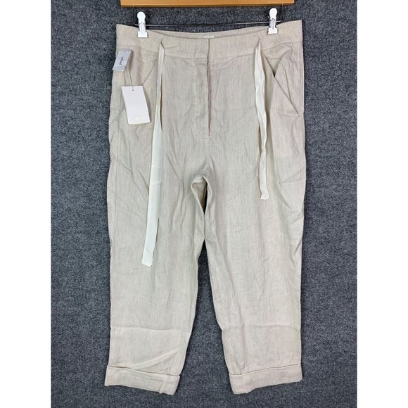 NWT Aritzia Wilfred ALLANWT PANT Ankle Cuff Drawstring Pant Size 12 Linen Blend - Picture 1 of 13